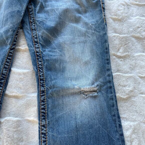 š„True Religion Section Straight Leg Holes Ripped Distressed Grunge Men Jeans 32 - Picture 13 of 16
